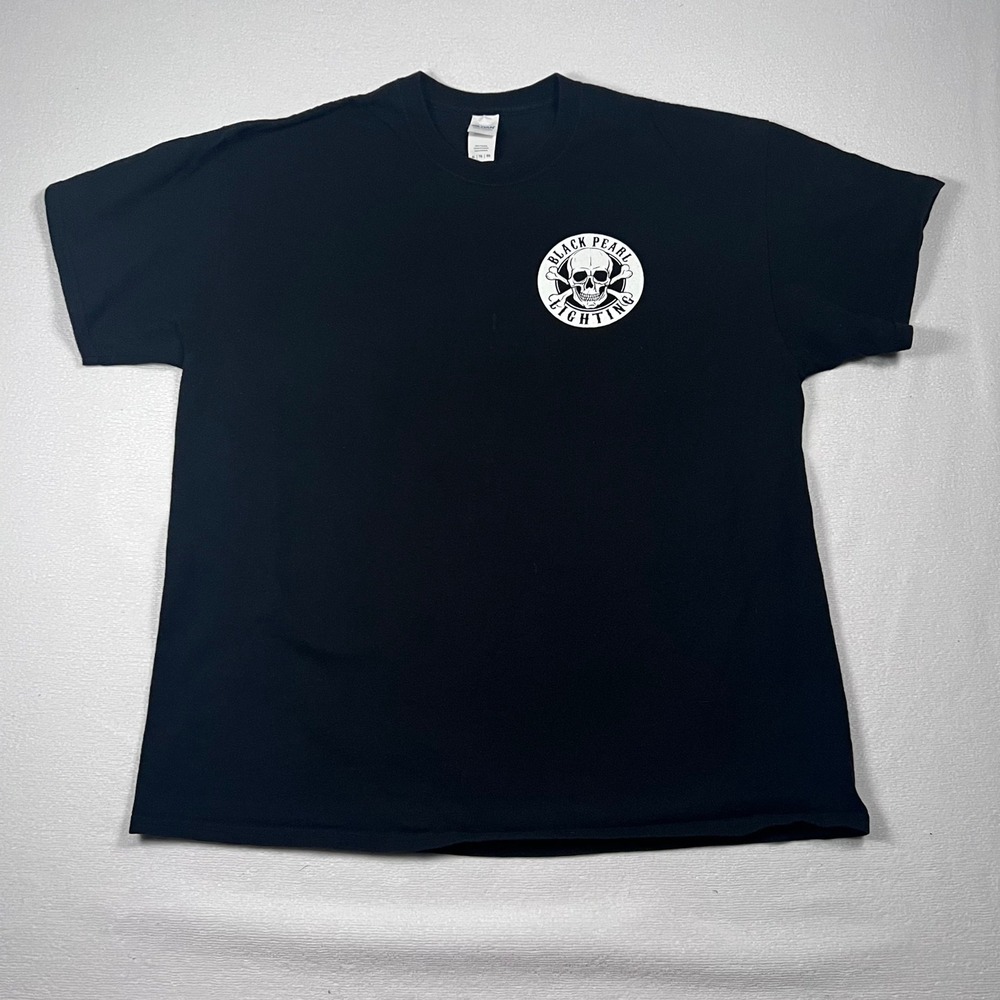 Black Pearl Lighting Skull Crossbones Graphic‎ Print T-Shirt XL Gildan